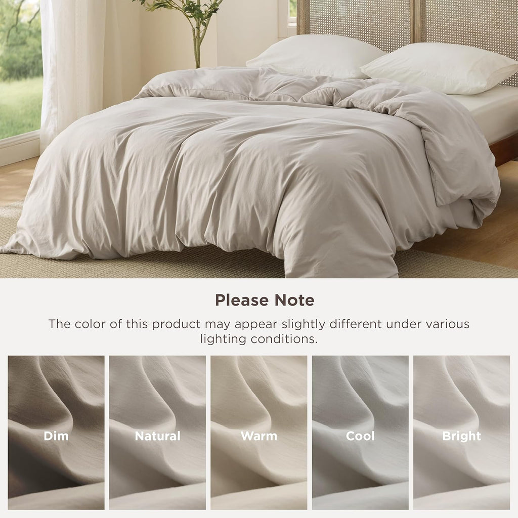 Bedsure California King Duvet Cover - Soft Prewashed Cotton-Like Polyester, 104x98 Inches, Zipper Closure