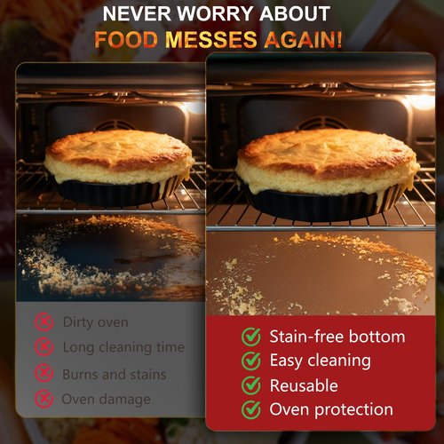 2 Pack Oven Liners for Bottom of Oven, 17"x25" Heavy Duty Non-Stick Oven Liner Mat, Reusable Heat Resistant Grill & Baking Mat, BPA/PFOA Free Roaster Liners, Fits Electric, Gas, Toaster Ovens (Copper)