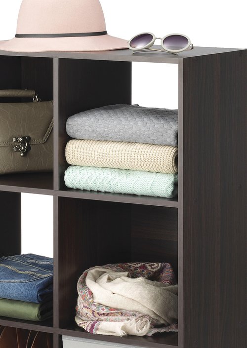 Whitmor 9 Cube Storage Organizer, 3 Tier Stackable Mdf Wood Bookcase, Open Storage Display Bookshelf, Storage Cabinet for Living Room, Bedroom, Home, Office, 35.5"L x 11.7"W x 35.5"H, Espresso