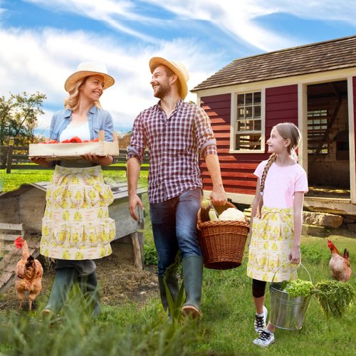 Gautsa Egg Apron for Kid and Adult, Deep Pockets with Elastic Closures, with Hook, Fresh Egg Collecting Gathering Holding Apron (yellow for kid)