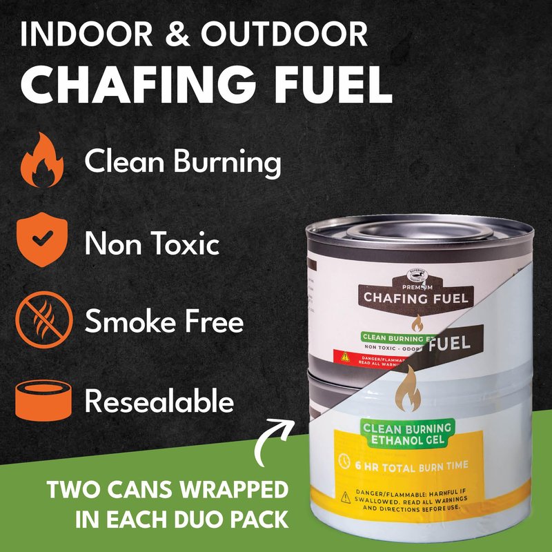 Superior Trading Co. Chafing Fuel Cans, Up to 6 Hour Food Burners for Parties, Smokeless, Resealable, Indoor Outdoor Catering & Food Service, 24 Pack