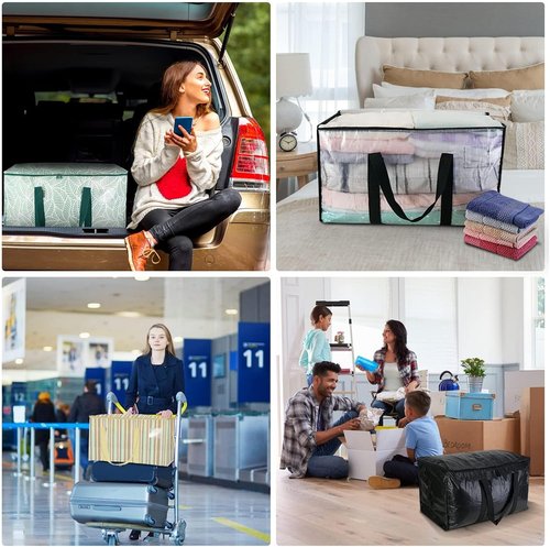 BALEINE 6-Pack Oversized Moving Bags - Heavy-Duty Storage Totes with Reinforced Handles (Antique Folidage)