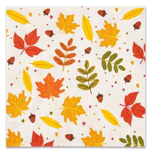 100 PCS Fall Leaves Cocktail Napkins, 3 Ply Thanksgiving Paper Napkins, Disposable Napkins Decorative Fall Leaf Beverage Napkins for Harvest Autumn Home Dinner Bathroom Holiday Party