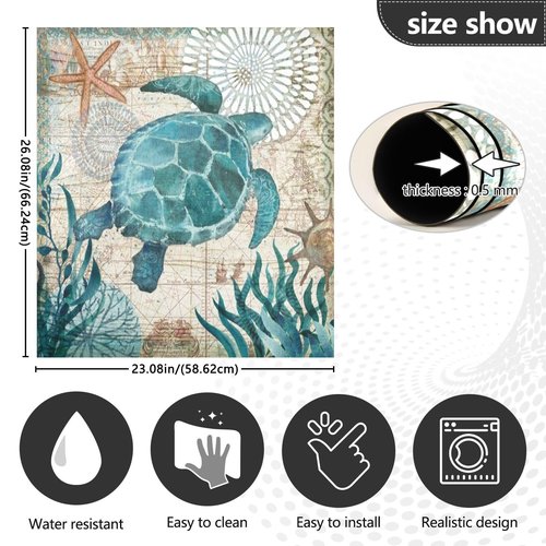Sea Turtle Dishwasher Magnet Cover Decoration,Summer Theme Dishwasher Magnetic Cover 23” x 26”,Turtle Refrigerator Magnet Sticker