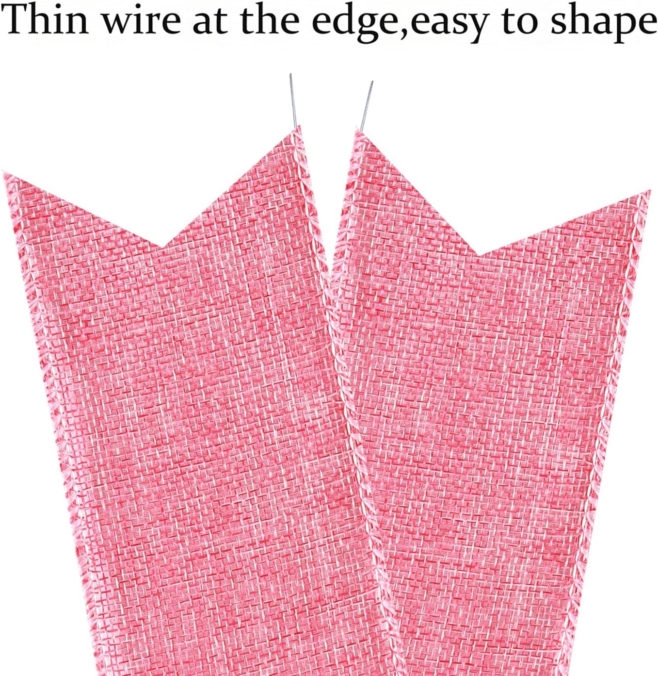Skiennix Large Pink Easter Wreath Bows - Spring Tree Topper Decor with Burlap & Glitter String