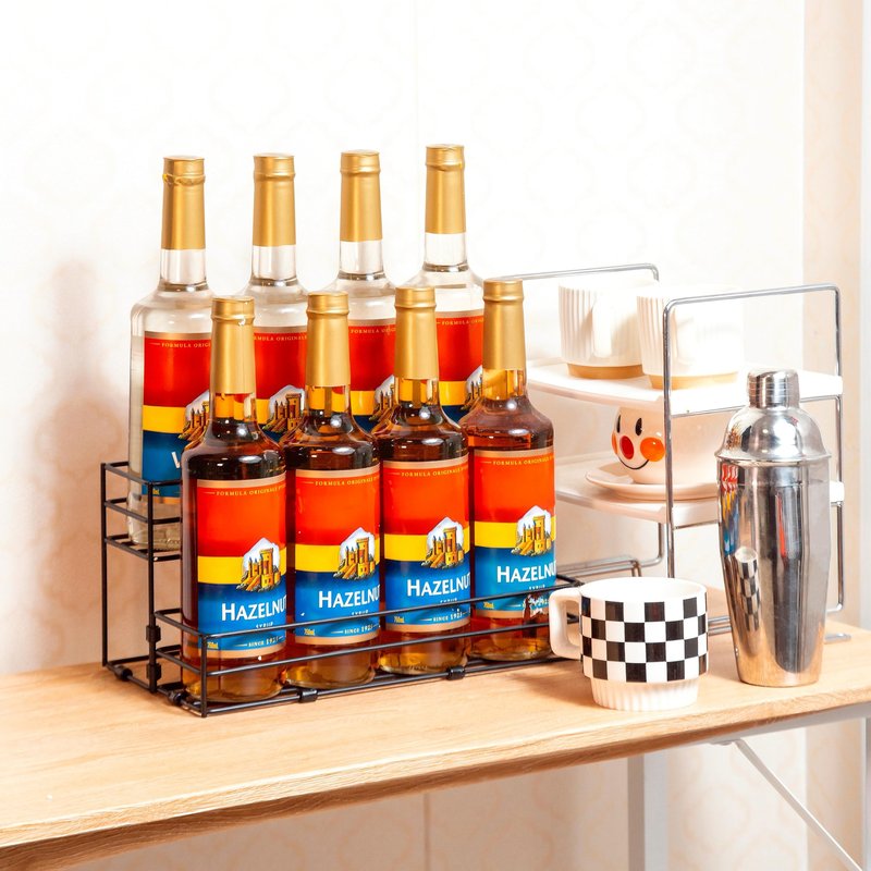 TelKeen 8 Bottles Coffee Syrup Rack Organizer, Coffee Syrup Stand Holder, 2 Tier Coffee Syrup Organizer for Coffee Bar Station, Wine Rack for Countertop, Bottle Display Shelf for Cocktail, Dressing