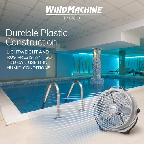 Lasko Wind Machine Fan - Powerful 20" Air Circulator with 3 Speed Settings | Gray Color