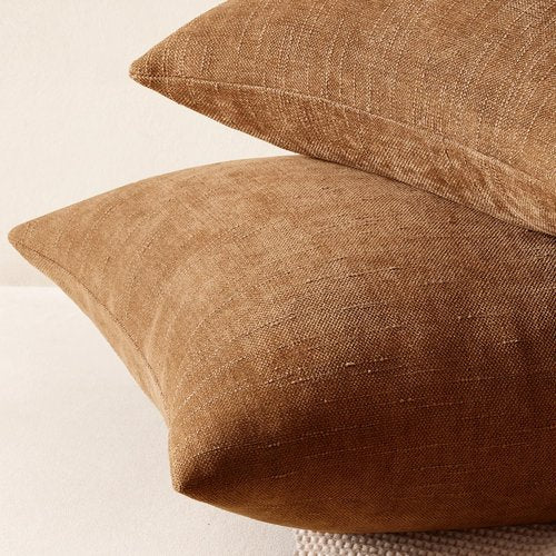 ANRODUO Pack of 2 Decorative Textured Throw Pillow Covers Soft Bronze Euro Square Accent Solid Chenille Cushion Cover Cozy Farmhouse Pillow Case for Couch Sofa Bed Living Room Home Decor 22x22 Inch