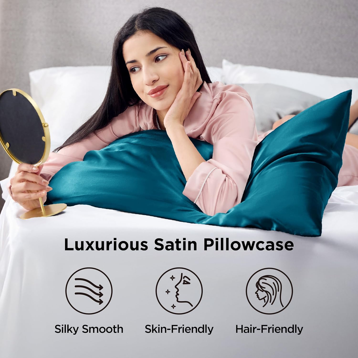 Bedsure Satin Pillowcases - Luxurious Silk-Like Queen Size Set of 2 | Teal 20x30 Inches, Perfect Gift for All