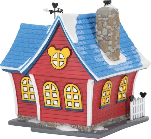 Department 56 Mickey's Christmas Lit House - 6.26 Inch Decorative Holiday Decor (Red)