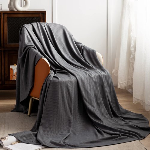 AmyHomie Cooling Blanket King Size, 100% Rayon Derived from Bamboo, Cool Summer Blanket for Hot Sleepers, Soft Comfy Lightweight Blankets for All Seasons (Dark Gray, 90×108in)