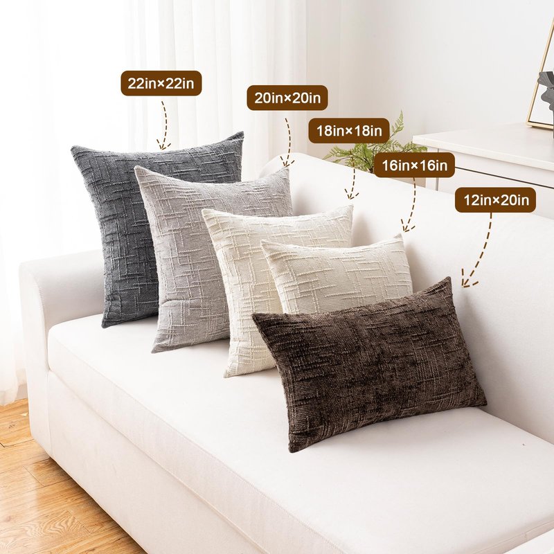 ZSkogur Decorative Throw Pillow Covers 18x18 Inch Set of 2, Soft Solid Farmhouse Chenille Couch Pillows, Spring Pillow Covers for Couch Sofa Bed Living Room Home Decor Pillowcase, Coral