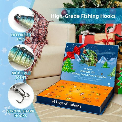 Fishing Advent Calendar 2026 by [Brand Name] - 24-Day Countdown Fishing Bait Set for Men & Teens