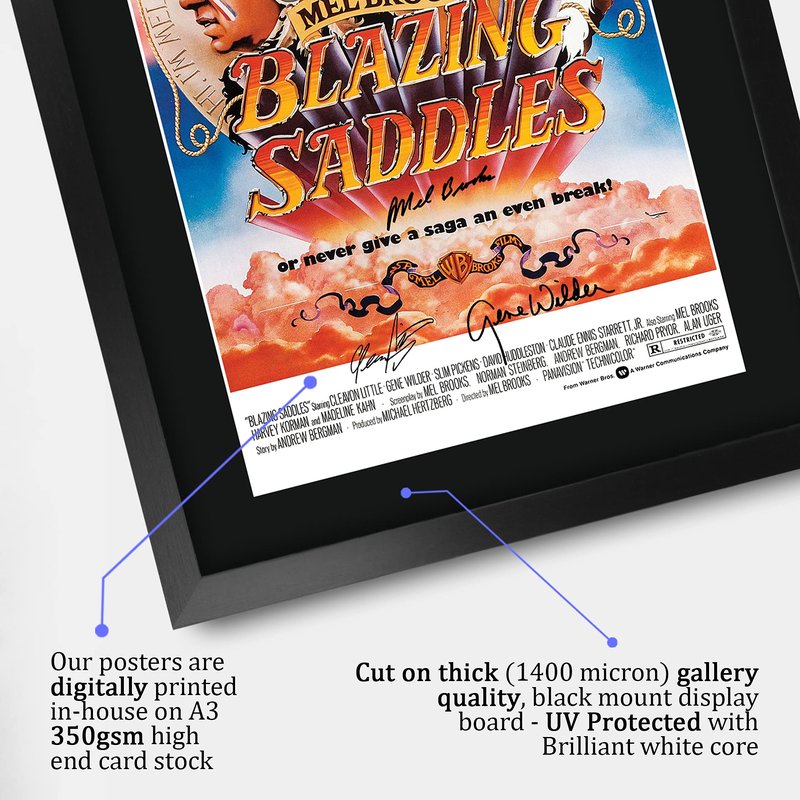 HWC Trading Blazing Saddles Gifts Printed Signed Autograph Picture for Movie Memorabilia Fans - 16" x 12" Framed
