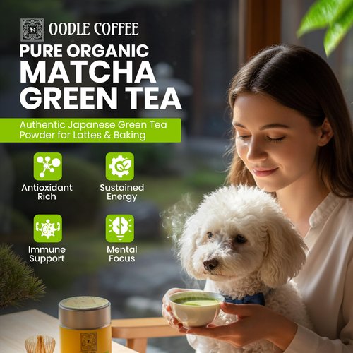 Oodle Coffee Organic Ceremonial Grade Matcha Powder 30g - Japanese Green Tea, First Harvest, Stone Ground - Hot/Iced Latte, Vegan, Gluten-Free, No Bitterness