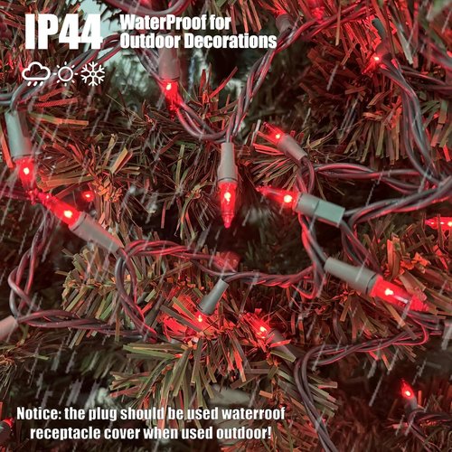 HISHINY Christmas Lights - 100 Count Red String Lights | UL Certified for Indoor & Outdoor Decor (21 Feet)