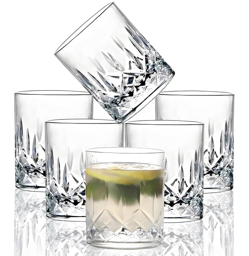 VEILEDGEM 9 Oz Unbreakable Tritan Drinking Glasses Shatterproof Acrylic Glasses Drinkware BPA Free Hard Plastic Cups Reusable Kitchen Water Glasses Drinking Set of 6 (Clear)
