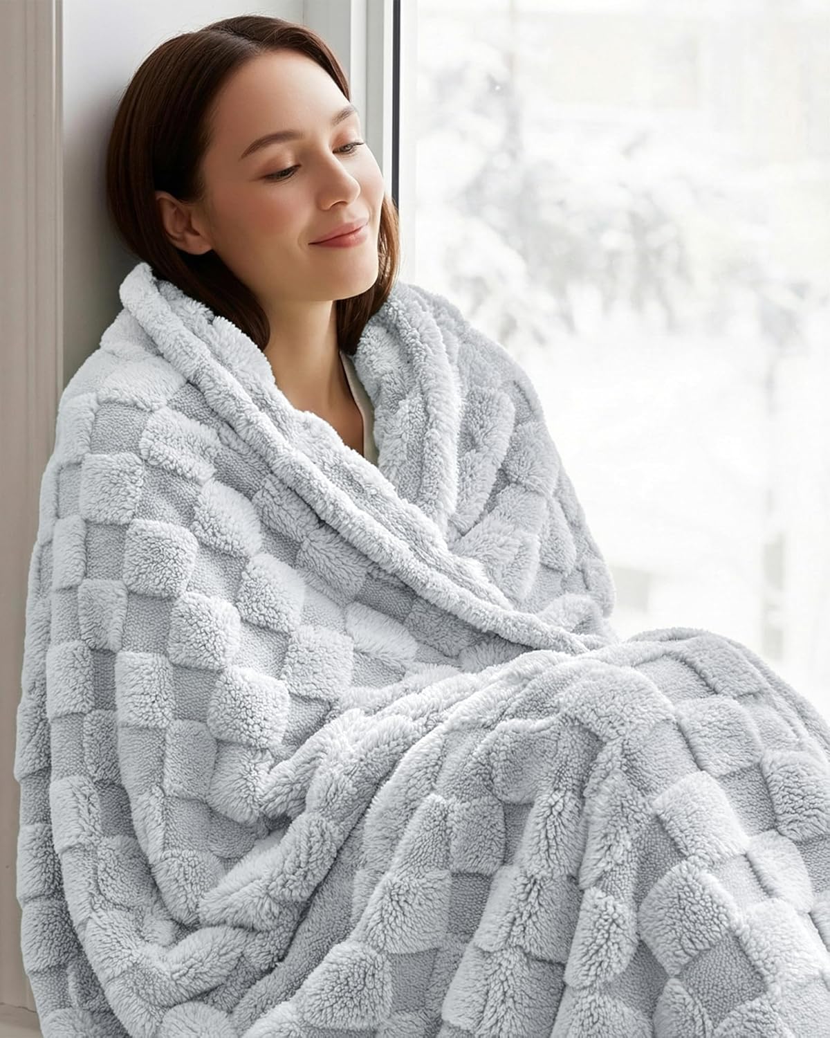 Utopia Bedding Cool Grey Checkered Fleece Throw Blanket - Soft Plush Cozy 50x60 Inches | Perfect for Couch or Bed