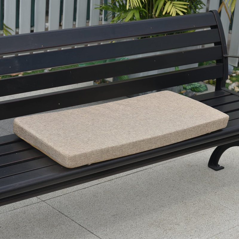 Bay Window Seat Cushions Indoor Furniture No Slip Washable Kitchen Dining Bench Cushion with Zipper 48x14 Inch, Light Khaki