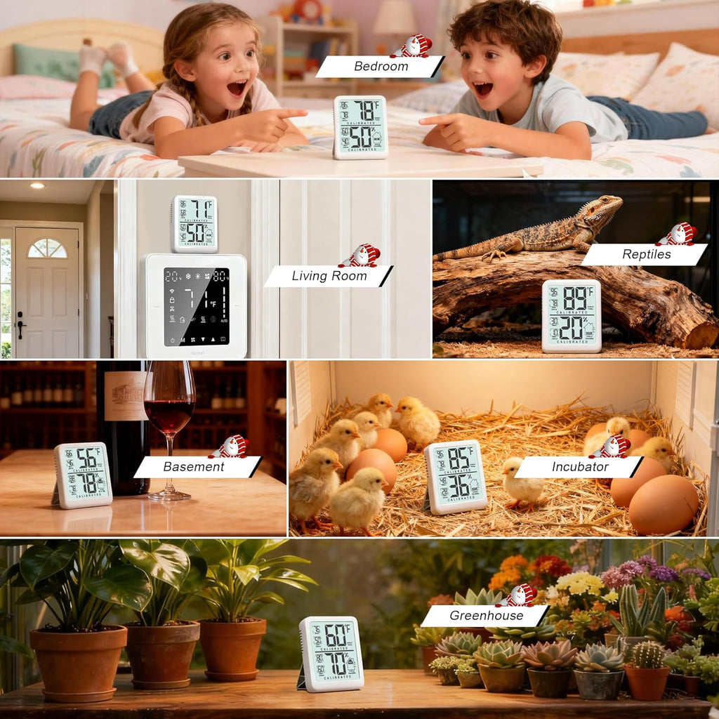 Antonki Digital Room Thermometer - Indoor Humidity Gauge with Max/Min Records | Battery Included