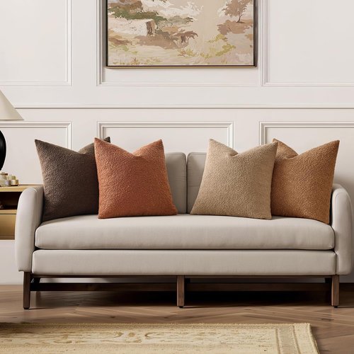 MIULEE Decorative Textured Boucle Throw Pillow Covers - Soft 20x20 Inch Rustic Accent Cushions for Modern Farmhouse Decor