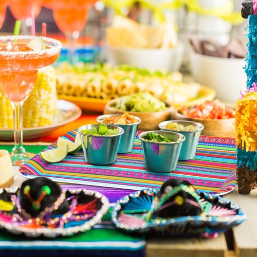 Zubebe Set of 3 Cinco De Mayo Serving Trays 13" x 10" - Mexican Party Decorations, Fiesta Supplies, Reusable Large Boho Rainbow Platter for Festivals