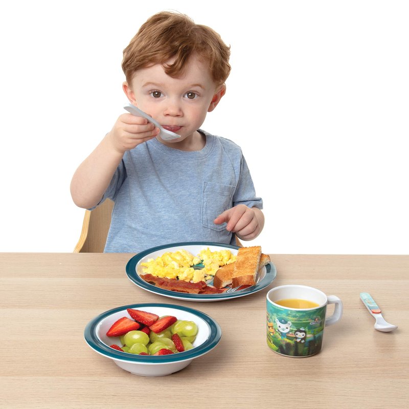 Octonauts 5 Piece Dinnerware Set-Blue Octo-Friends -Includes Reusable Raised Edge Plate, Bowl, Cup & Utensils-Durable Break Resistant Melamine, BPA Free, Dishwasher Safe-Gift for Toddlers Boys & Girls