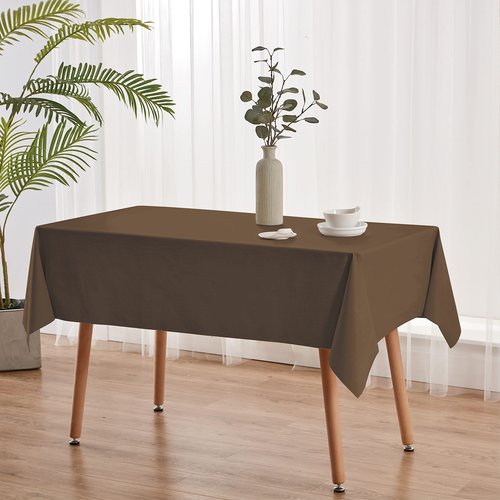 NLMUVW Chocolate Brown Vinyl Tablecloth for Rectangle 6ft, Heavy Duty PVC Table Cover 100% Waterproof Wipe Clean Table Cloth for Kitchen Dining Picnic, 54 x 78 inch