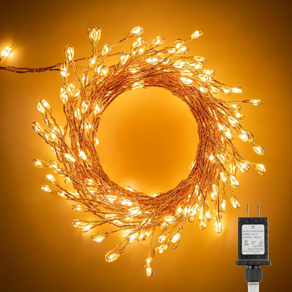 Skiennix Fairy Lights - 10Ft 200LED Waterproof Copper Wire String Lights for Bedroom & Wedding Decor - Warm White