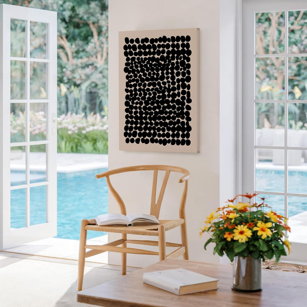 Poster Master Modern Abstract Canvas - Black Pebbles Print for Minimalist Living Room Decor | Available in 8x10 to 30x40