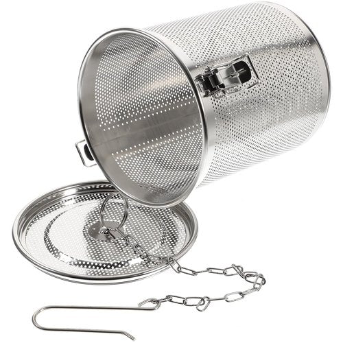 Yardwe Stainless Steel Spice Infuser Basket with Chain Hook, Extra Fine Mesh Soup Strainer for Cooking, Seasoning, and Brewing Tea, 5.51x5.51x5.90 Inch