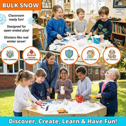 **PARTY GOAT Instant Snow Powder - Create 7 Gallons of Fake Snow | 18oz for Indoor & Outdoor Fun**