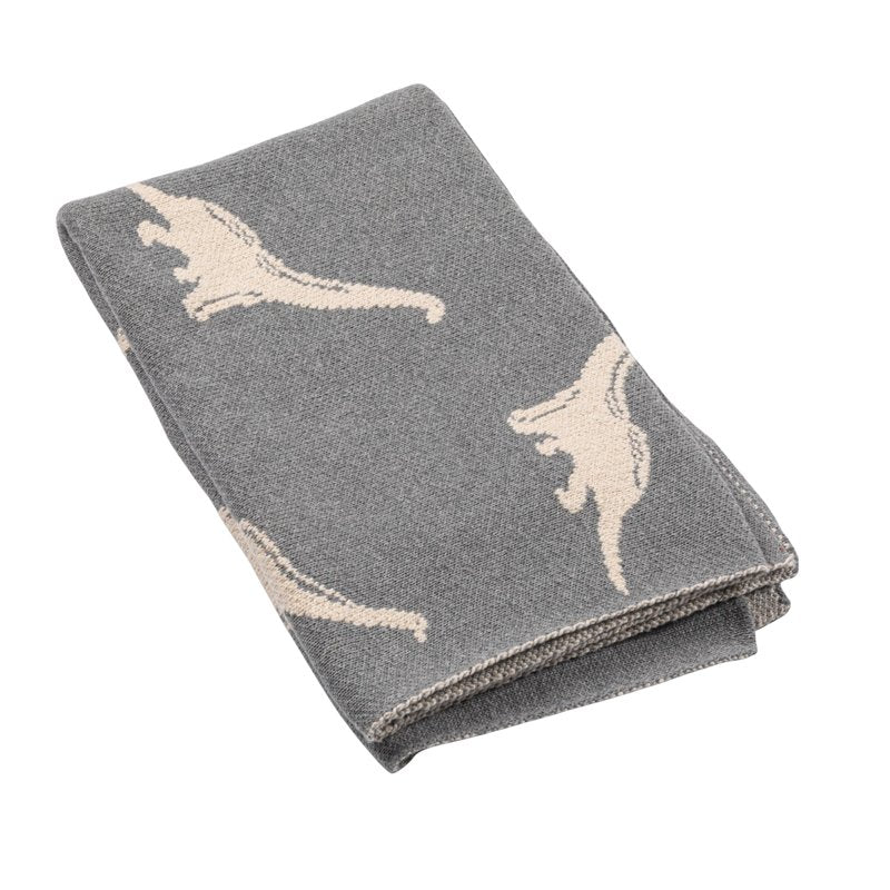 Creative Co-Op Cotton Knit Baby Blanket with Dinosaurs, 40" L x 32" W