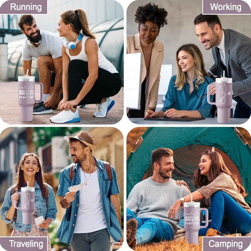 ROSTANTEN Nurse Gifts for Women, Nursing Student, Nurses Practitioner, Registered Nurses - Nurse Appreciation Gifts from Friends, Family, Coworker - 40oz Travel Cup Insulated Tumbler with Lid & Straw