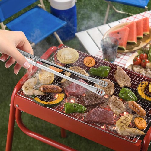 4Pcs 11-Inch Stainless Steel Korean BBQ Grill Tongs, Japanese Barbecue Tongs for Cooking, Portable Kitchenware for Home, Outdoor, Steak, Salad, Food