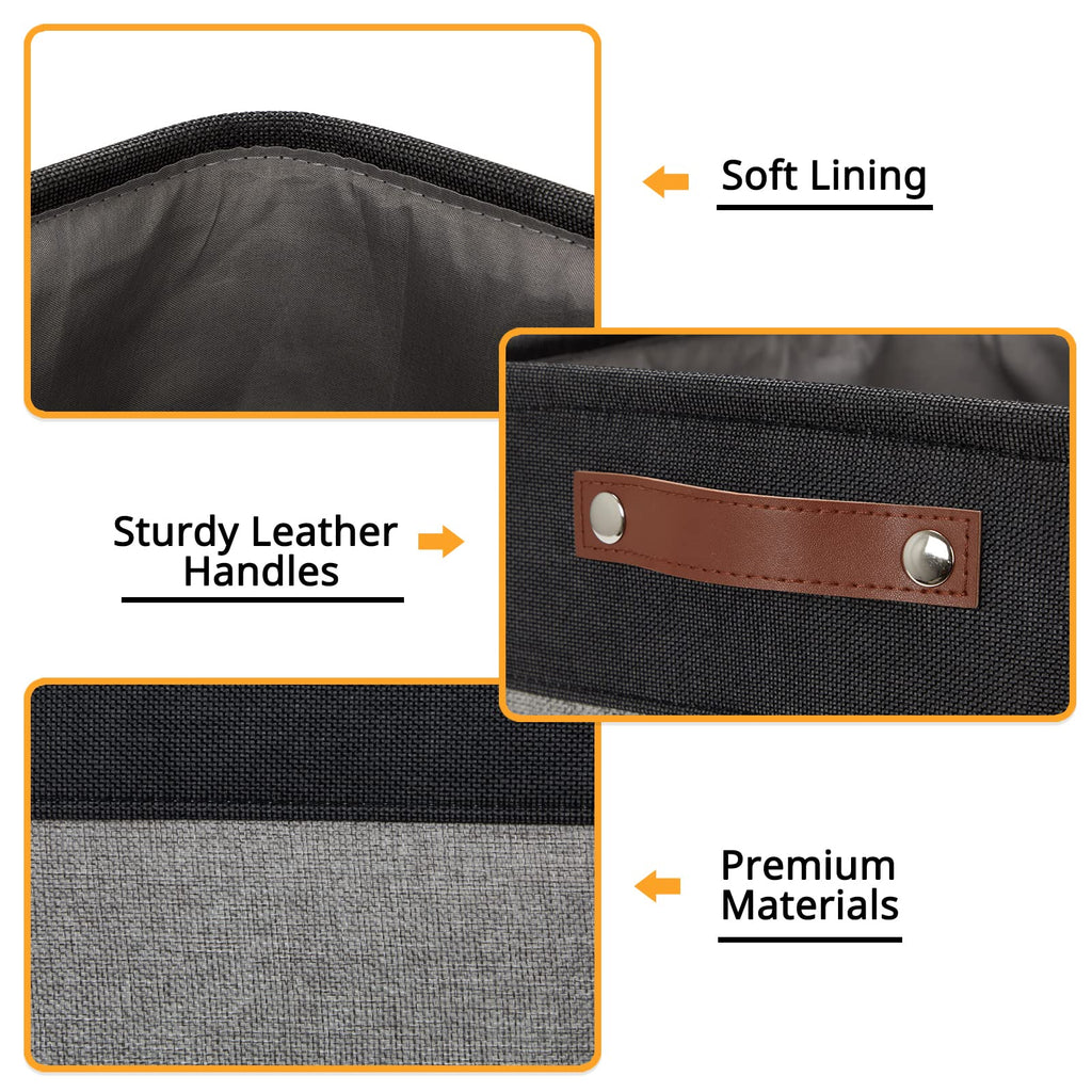 DULLEMELO Collapsible Bundle Baskets 4 Cube Baskets 12"x12"x12" + 6 Small Baskets 11.8"x7.9"x5.1"（Black&Grey