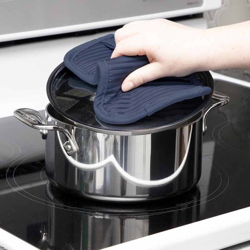 All-Clad Premium Pot Holder & Hot Pad: Heat Resistant to 500 Degrees - 100% Cotton, 10"x6.25" Hot Pad for Kitchen and Barbeque, 4-Pack, Indigo
