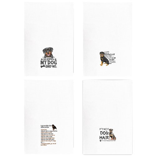 Funny Rottweiler Dog Absorbent Kitchen Towels And Dishcloths 16×24 Inches Set Of 4,Cute Rottweiler Lovers Gifts Hand Towel Dish Towel Tea Towel For Kitchen Bathroom Decor,Rottweiler Owners Gifts