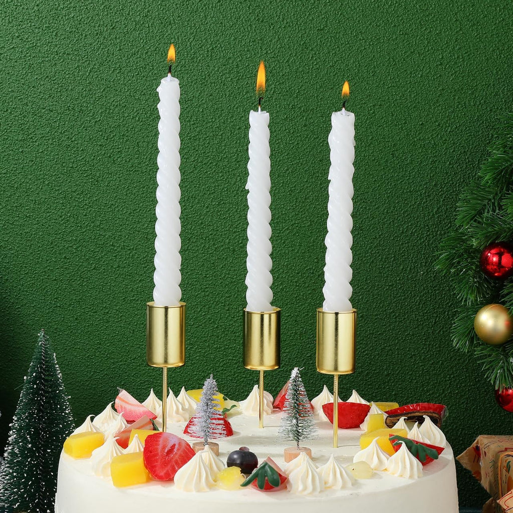 Veemoon Gold Candle Holders - 5PCS Iron Taper Insert Cups for Advent Wreath & Floral Centerpieces