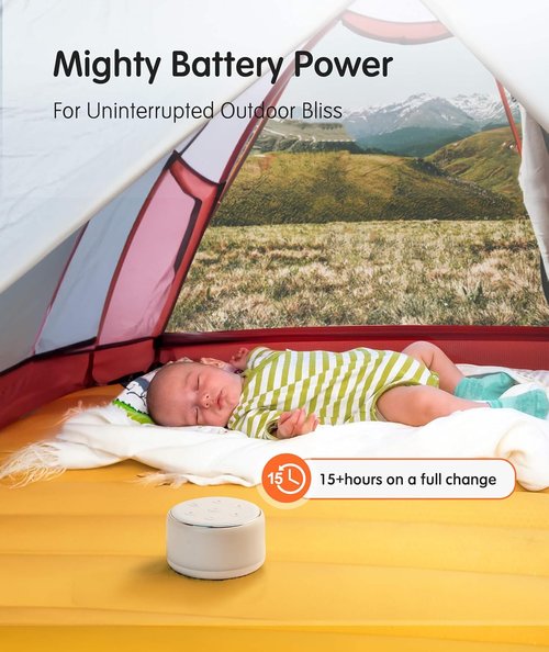 FamiSym White Noise Sound Machine - Rechargeable Baby Soother with Night Light & 34 Soothing Sounds | Portable for Kids & Adults