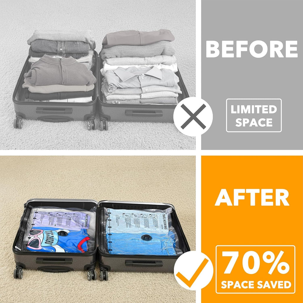 SpaceAid Travel Vacuum Bags - 18 Pack Compression Bags with Electric Pump for Clothing & Luggage