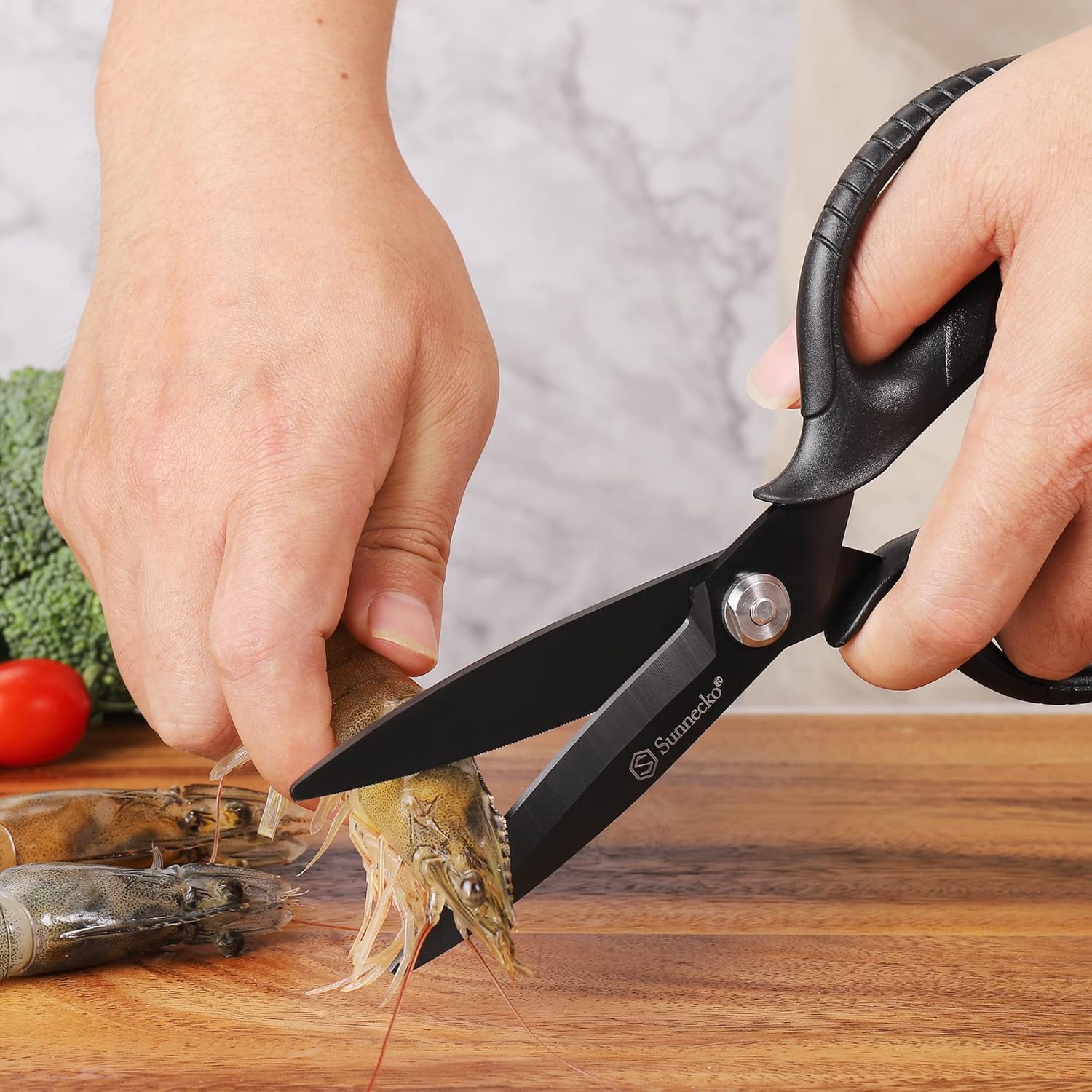 Sunnecko Heavy Duty Kitchen Scissors - Titanium Coated, Micro Serrated Blades, Detachable Design