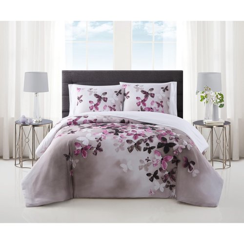 Vince Camuto Lissara Multi Cotton 3-Piece Full/Queen Duvet Set, Glam Themed, for Men and Women, Oeko-TEX Certified Confidence