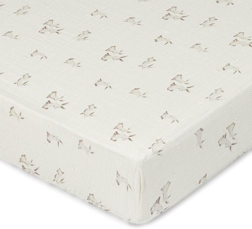 Crane Baby Organic Cotton Crib Sheet - Soft, Breathable, Gender Neutral Bunny Design