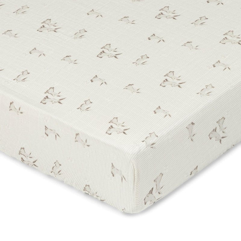 Crane Baby 100% Organic Cotton Gender Neutral Animal Nursery Bedding, Fitted Sheet, Soft Breathable GOTS Certified Cotton, Bunny Crib Sheet