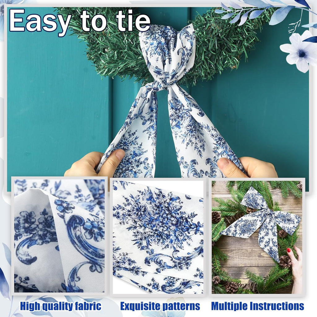 XunYee Wreath Sash Set - 6 Pcs Embroidery Monogram Decor for Indoor/Outdoor Wedding & Party | Retro Style