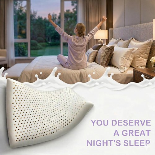 Artka Talalay Latex Sleeping Pillow, Soft Bed Pillow with Cotton Pillowcase Helps Relieve Pressure, Premium Pillow for Side, Back, and Stomach Sleepers to Get a Restful Sleep (1, Queen (M Loft))