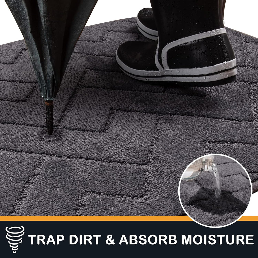 PURRUGS Dirt Trapping Door Mat - Non-Slip, Machine Washable Entry Rug | 20" x 31.5", Grey for Muddy Shoes & Paws