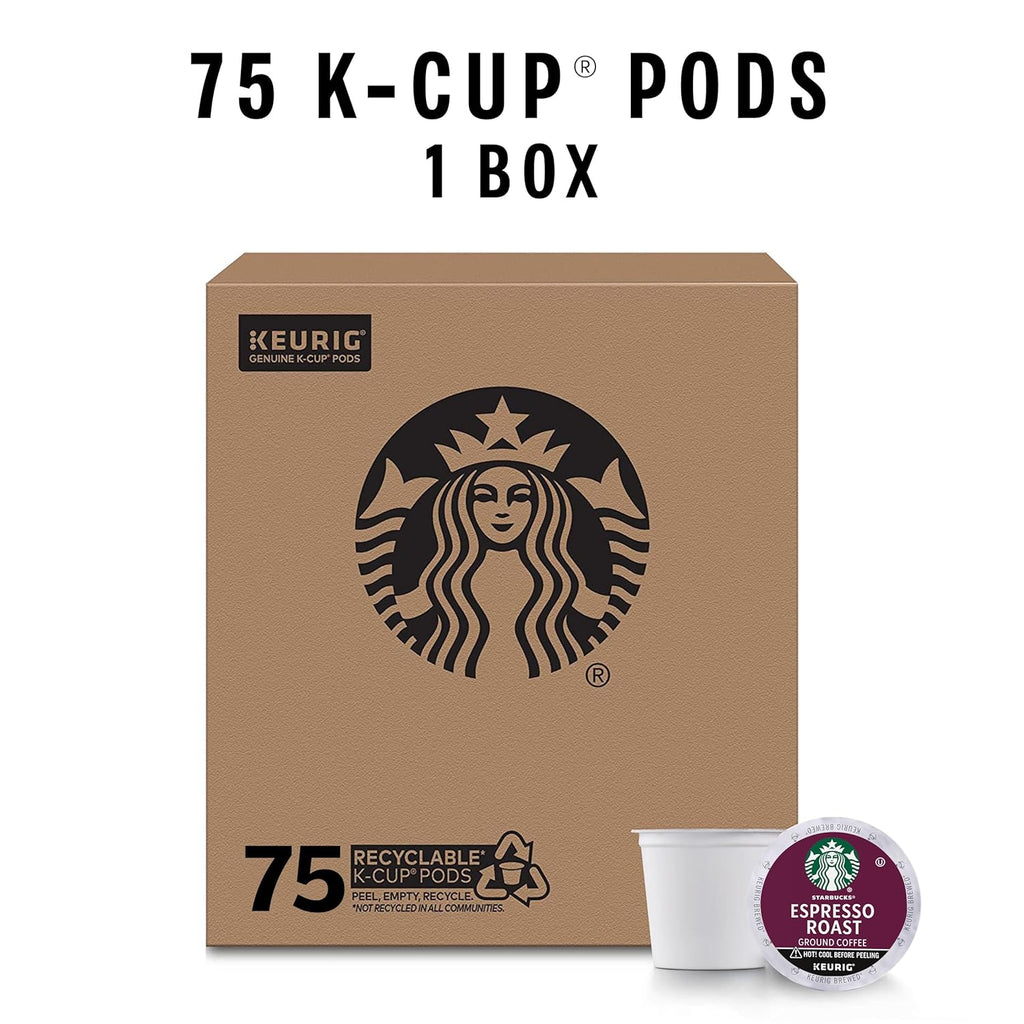 Starbucks K-Cup Coffee Pods - Dark Roast Espresso Blend for Keurig | 100% Arabica, 75 Pods