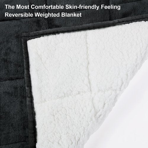 Alomidds Weighted Blanket (Queen Size 20lbs 60x80 inches) with Soft Plush Fleece, Throw Blanket with Cozy Warm Sherpa,Ultra Fuzzy Heavy Blanket Microfiberfor for Sofa Bed, Dark Grey